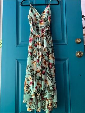 Purple Snow Mint Green Tropical High Low Dress